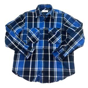 TNA Artizia Flannel Shirt Womens Size XS Blue Plaid Cotton Button Long Sleeves